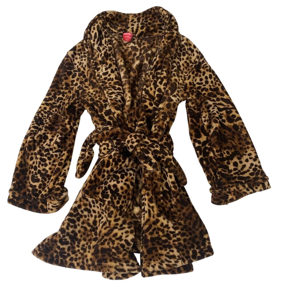 Isaac Mizrahi Robe Sleepwear Animal Print Leopard Fleece Pockets Tie XL Cheetah